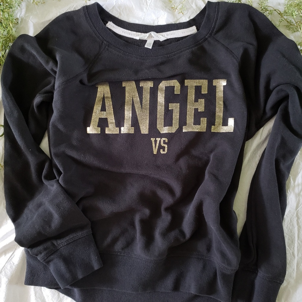 Victoria's Secret ANGEL Large Logo Black Sweater